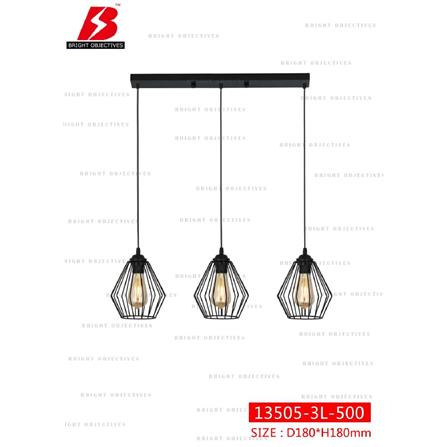 BRIGHT OBJECTIVES PENDANT LAMP 13505/3L BLACK 60CM