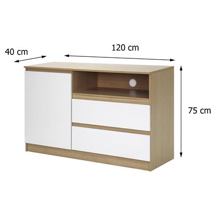 TV CABINET 2D1O 120x75 PROGRET OAK/WHITE
