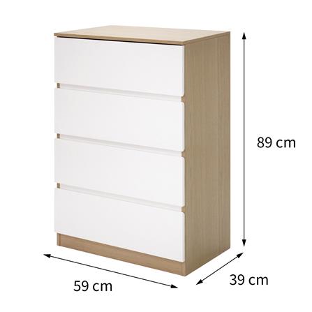 CHEST OF 4 DRAWERS FURDINI PROGRET 59CM OAK/WHITE