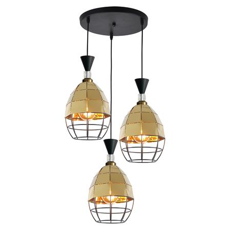 BRIGHT OBJECTIVES PENDANT LAMP 16076/3R BLACK GOLD 35CM