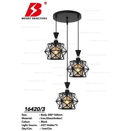 BRIGHT OBJECTIVES PENDANT LAMP 16420/3R BLACK 35CM
