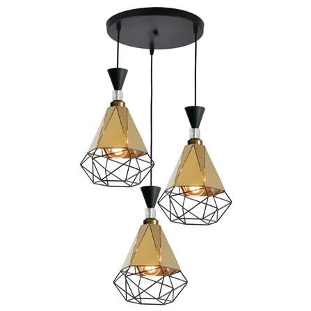 BRIGHT OBJECTIVES PENDANT LAMP 16075/3R BLACK GOLD 35CM