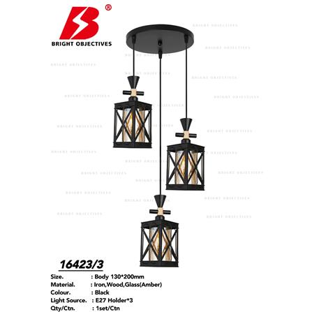 BRIGHT OBJECTIVES PENDANT LAMP 16423/3R BLACK BROWN 35CM