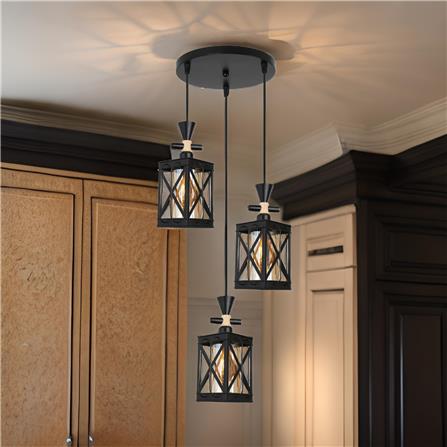 BRIGHT OBJECTIVES PENDANT LAMP 16423/3R BLACK BROWN 35CM