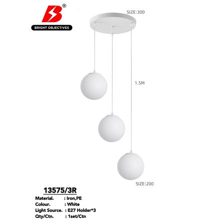 BRIGHT OBJECTIVES PENDANT LAMP  13575-3R WHITE 30CM