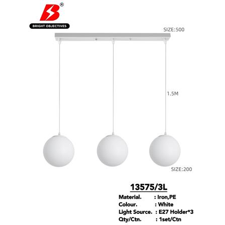 BRIGHT OBJECTIVES PENDANT LAMP 13575/3L WHITE 20CM