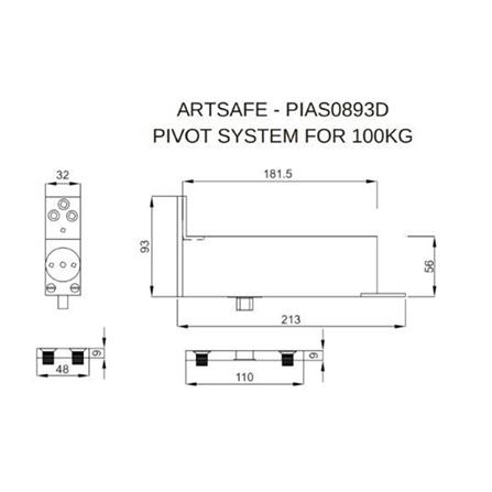 ARTSAFE D-SERIES PIVOT SYSTEM FOR 100KG DOOR COMPLETED SET PIAS0893D