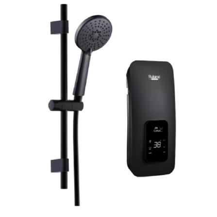 RUBINE SHOWER HEATER DC PUMP WITH HAND SHOWER CED541D SAND BLACK (MATTE BLACK SHOWER ACCESORIES SET)
