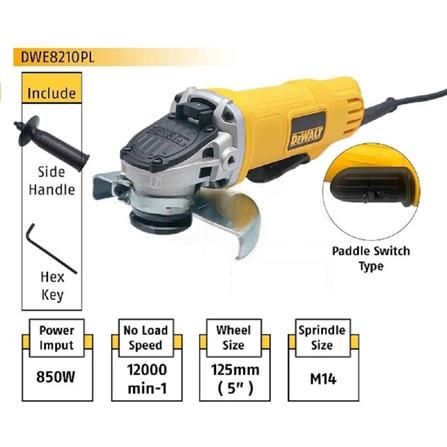 DEWALT 5" ANGLE GRINDER 850W DWE8210PL-XD (PADDLE SWITCH)