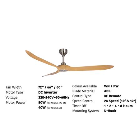 FIERO CEILING FAN ACORA 72 INCH 3 BLADE PINE WOOD