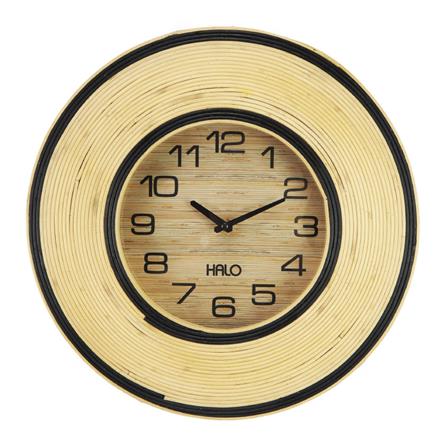 WALL CLOCK HALO H1601 RATTAN BROWN