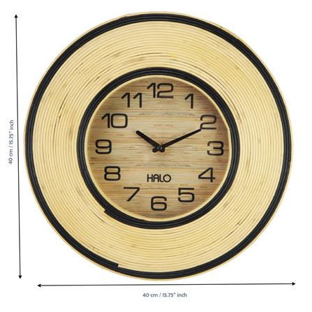 WALL CLOCK HALO H1601 RATTAN BROWN