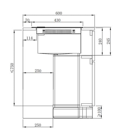 ELBA INDUCTION HOB WITH INTEGRATED HOOD EIH-Q7728PS(BK) BLACK 73CM 800M3/H PLASMA PRO+TECHNOLOGY