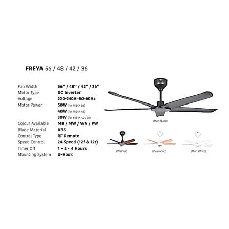FIERO CEILING FAN FREYA 36 INCH 5 BLADE PINE WOOD