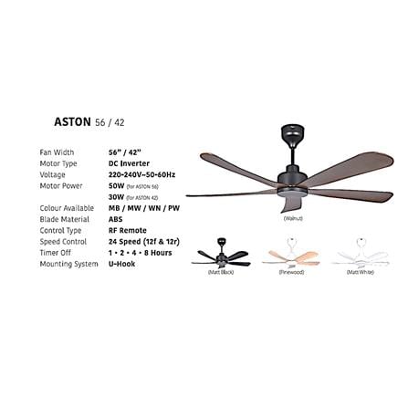 FIERO CEILING FAN ASTON 56 INCH 5 BLADE WALNUT