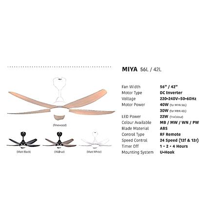 FIERO CEILING FAN MIYA LED 56 INCH 5 BLADE PINE WOOD