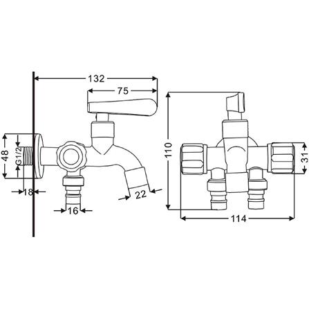 RASLAND SHANK FAUCET RA A126-A2233 STAINLESS STEEL