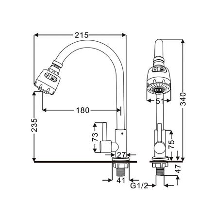 RASLAND SINK FAUCET RA A11021-4567 STAINLESS STEEL
