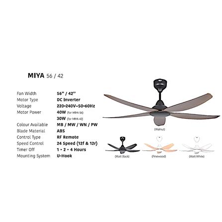 FIERO CEILING FAN MIYA 42 INCH 5 BLADE WALNUT