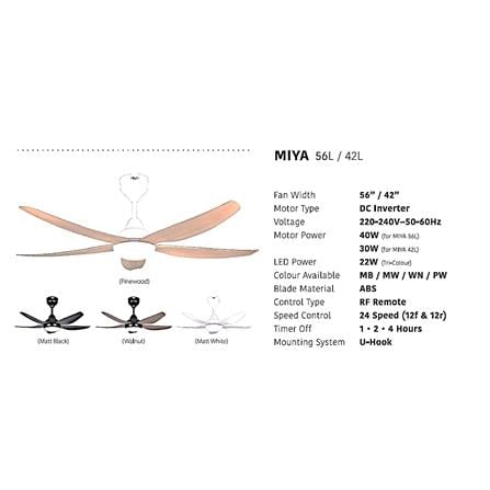 FIERO CEILING FAN MIYA LED 42 INCH 5 BLADE WALNUT