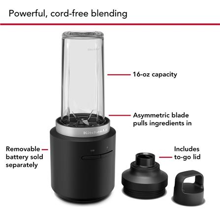 KITCHENAID CORDLESS PERSONAL BLENDER 5KSBR200BM 0.47L