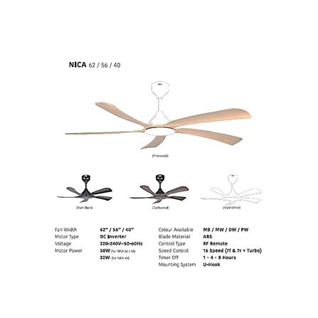 FIERO CEILING FAN NICA 56 INCH 5 BLADE WALNUT