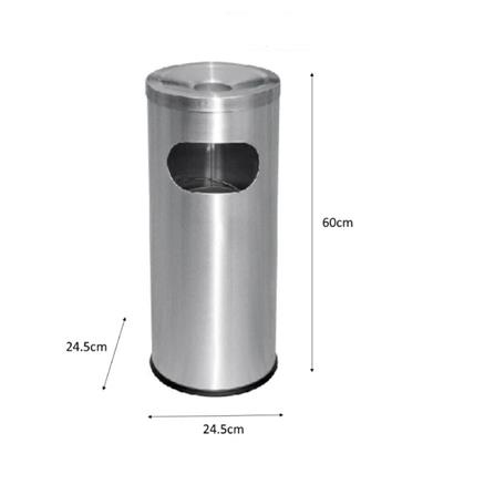 STAINLESS STEEL ROUND BIN WITH ASHTRAY AS-002S