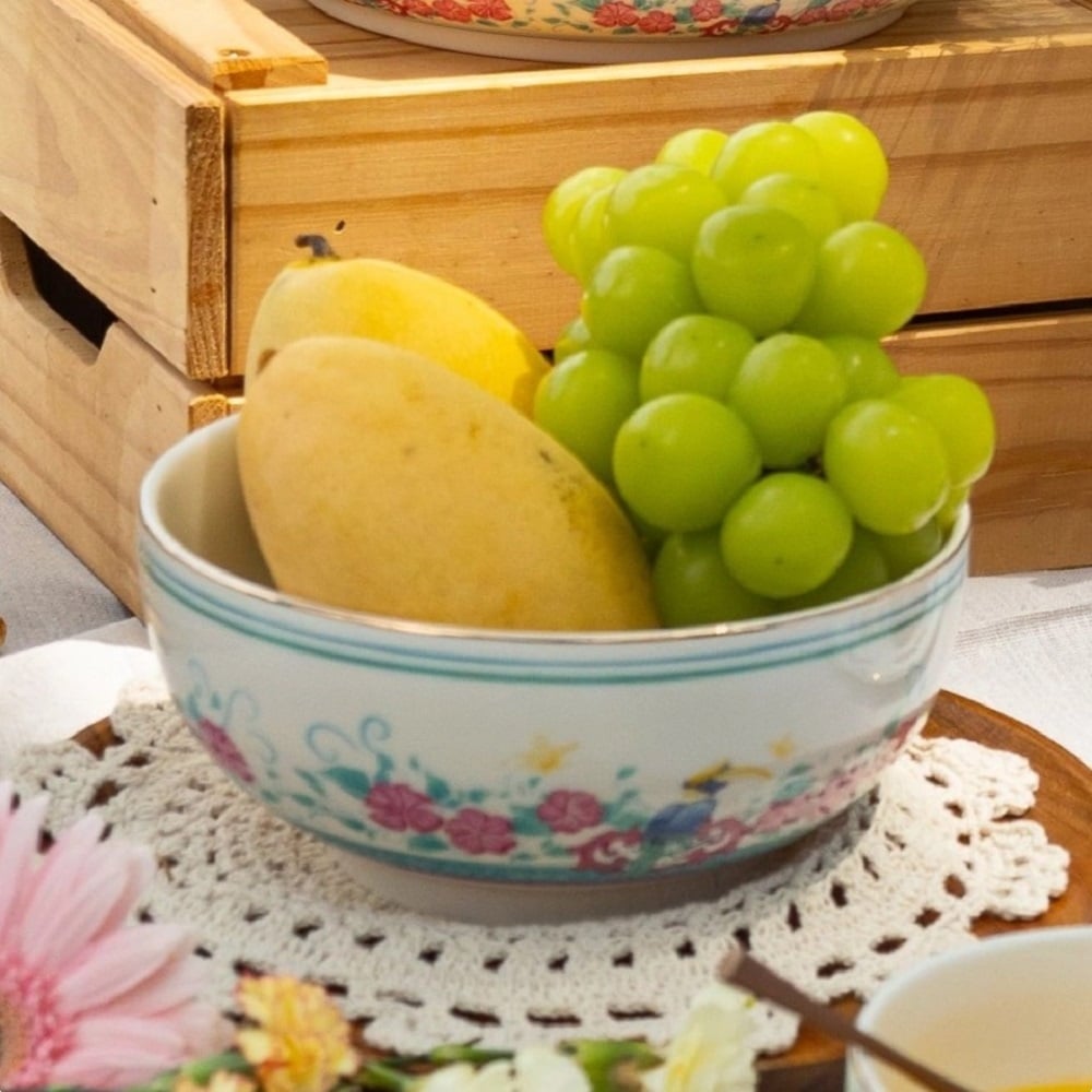 COLOR KING THE HERITAGE GARDEN CERAMIC BOWL 7" SET OF 2 - HERITAGE WHITE