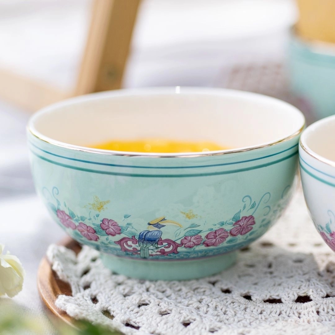 COLOR KING THE HERITAGE GARDEN CERAMIC BOWL 5" SET OF 2 - STRAITS GREEN