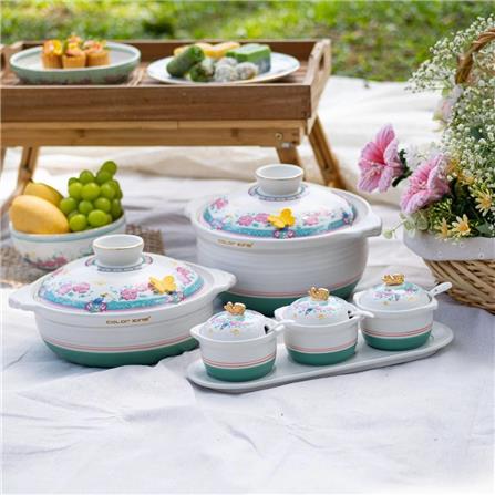 COLOR KING THE HERITAGE GARDEN CERAMIC CRUET SET - HERITAGE WHITE