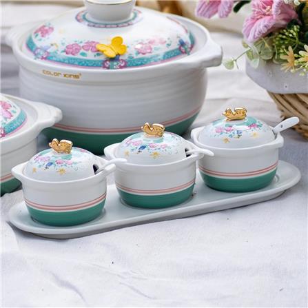 COLOR KING THE HERITAGE GARDEN CERAMIC CRUET SET - HERITAGE WHITE