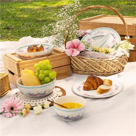 COLOR KING THE HERITAGE GARDEN CERAMIC DEEP PLATE 8.5" SET OF 2 - HERITAGE WHITE