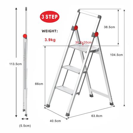 A-FRAME ALUMINUM LADDER WITH HANDLE MATALL MINI SLIM 3-STEP [EXCLUSIVE FROM HOMEPRO THAILAND]