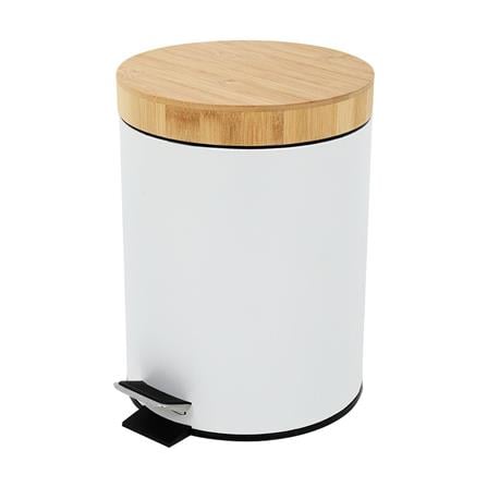 ROUND PEDAL DUSTBIN WITH WOODEN LID ACCO SYLVAN 5L WHITE [EXCLUSIVE FROM HOMEPRO THAILAND]
