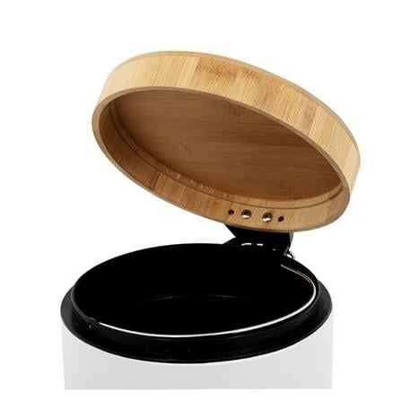 ROUND PEDAL DUSTBIN WITH WOODEN LID ACCO SYLVAN 5L WHITE [EXCLUSIVE FROM HOMEPRO THAILAND]