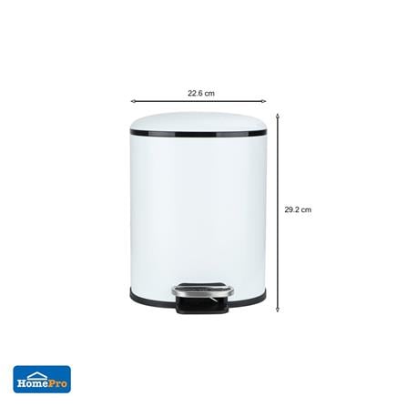 ROUND DUSTBIN PEDAL ACCO MILD SOFT CLOSE 5L WHITE [EXCLUSIVE FROM HOMEPRO THAILAND]