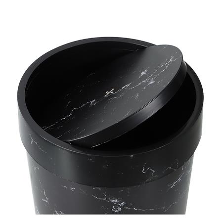 ROUND DUSTBIN WITH SWING LID ACCO MIDNIGHT 7L BLACK MARBLE [EXCLUSIVE FROM HOMEPRO THAILAND]