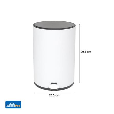 ROUND PEDAL DUSTBIN ACCO STYLISH 5L WHITE [EXCLUSIVE FROM HOMEPRO THAILAND]
