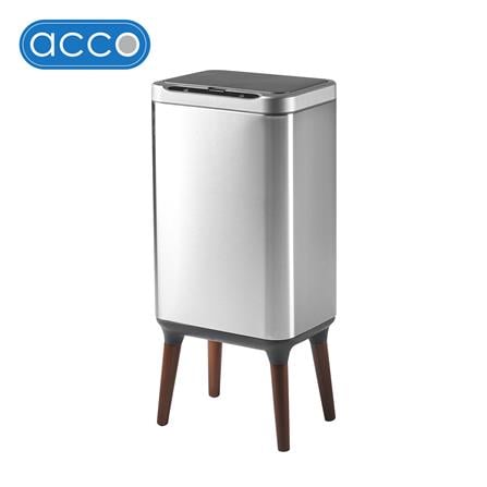 SMART DUSTBIN WITH WOOD LEGS ACCO 13L SILVER [EXCLUSIVE FROM HOMEPRO THAILAND]