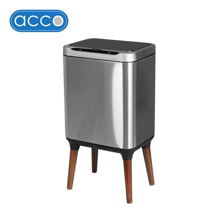 SMART DUSTBIN WITH WOOD LEGS ACCO 9L SILVER [EXCLUSIVE FROM HOMEPRO THAILAND]