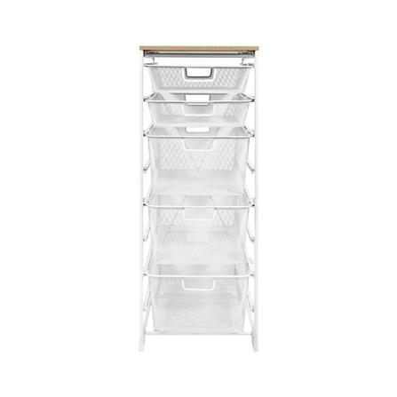 5-TIER DRAWER UNIT WITH WOOD TOP STACKO FLEXI 35.6X51.4X90CM WHITE [EXCLUSIVE FROM HOMEPRO THAILAND]