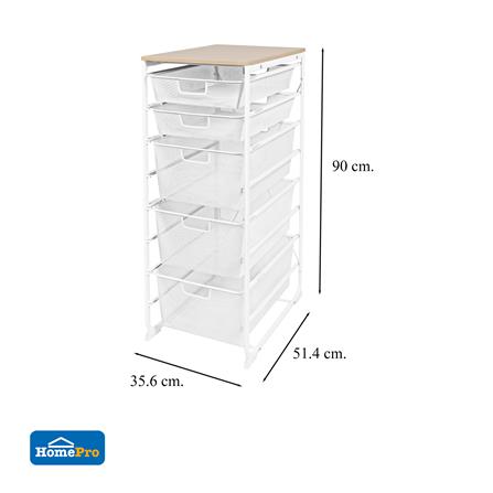 5-TIER DRAWER UNIT WITH WOOD TOP STACKO FLEXI 35.6X51.4X90CM WHITE [EXCLUSIVE FROM HOMEPRO THAILAND]