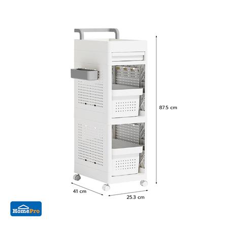 2-TIER UTILITY CART STACKO TORI 25.3X41X87.5CM WHITE [EXCLUSIVE FROM HOMEPRO THAILAND]