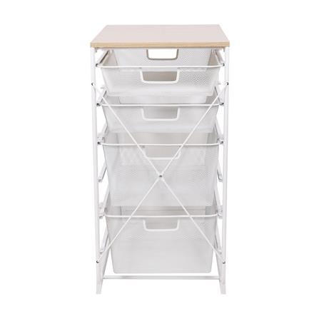 4-TIER DRAWER UNIT WITH WOOD TOP STACKO FLEXI 35.6X51.4X69.7CM WHITE [EXCLUSIVE FROM HOMEPRO THAILAND]