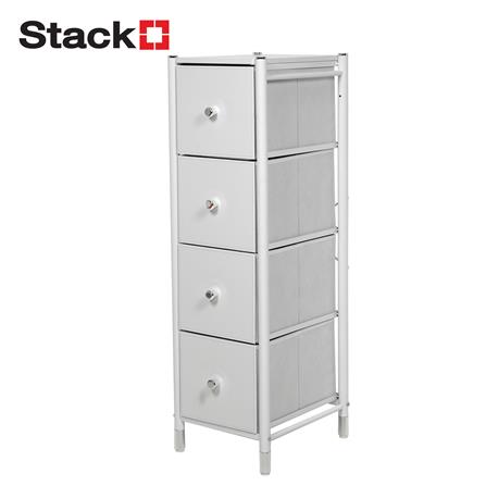 4-DRAWER LEATHER STORAGE UNIT STACKO LUZZO 29X35X98.7CM WHITE [EXCLUSIVE FROM HOMEPRO THAILAND]