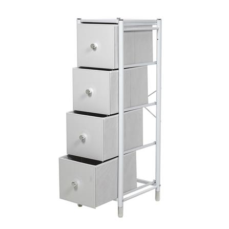 4-DRAWER LEATHER STORAGE UNIT STACKO LUZZO 29X35X98.7CM WHITE [EXCLUSIVE FROM HOMEPRO THAILAND]