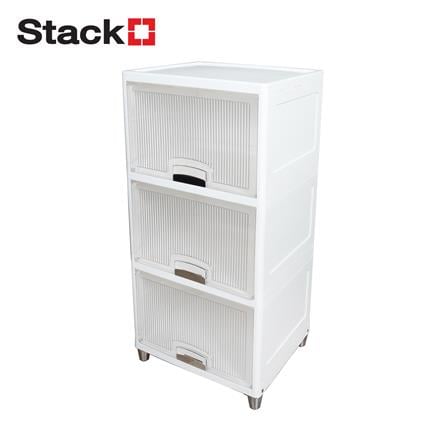 3-TIER STORAGE CABINET WITH TOP-OPENING DOOR STACKO MOREZ 45X38X90CM WHITE [EXCLUSIVE FROM HOMEPRO THAILAND]