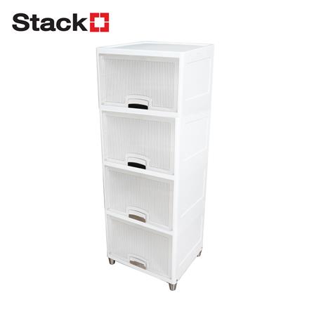 4-TIER STORAGE CABINET WITH TOP-OPENING DOOR STACKO MOREZ 45X38X117CM WHITE [EXCLUSIVE FROM HOMEPRO THAILAND]