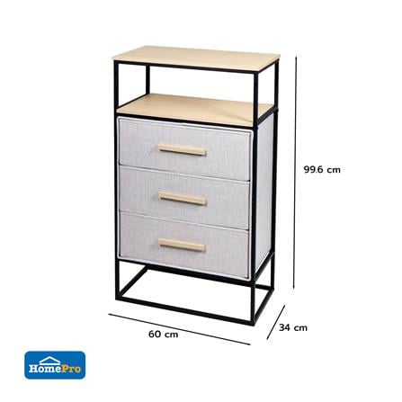 3-DRAWER FABRIC STORAGE UNIT STACKO DIMI 60X34X99.6CM GREY [EXCLUSIVE FROM HOMEPRO THAILAND]