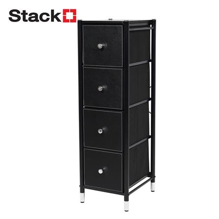 4-DRAWER LEATHER STORAGE UNIT STACKO LUZZO 29X35X98.7CM BLACK [EXCLUSIVE FROM HOMEPRO THAILAND]